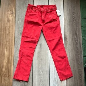 MOTHER New Year's Red High-Waisted Jeans